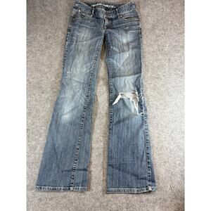 Mossimo Supply Co Denim Bootcut Jeans Womens 3 Juniors Blue Distressed Faded